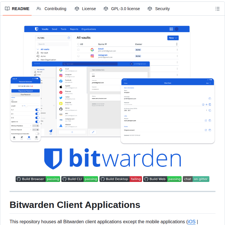Bitwarden Clients screenshot
