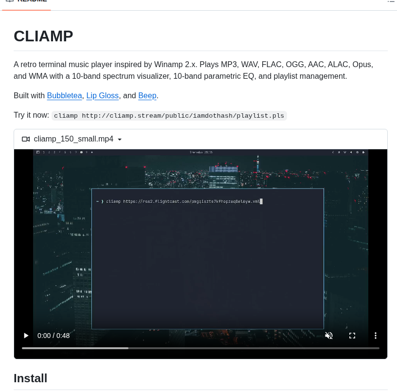 Bjarneo Cliamp screenshot