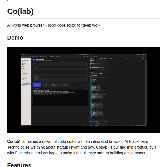 Blackboardsh Colab screenshot