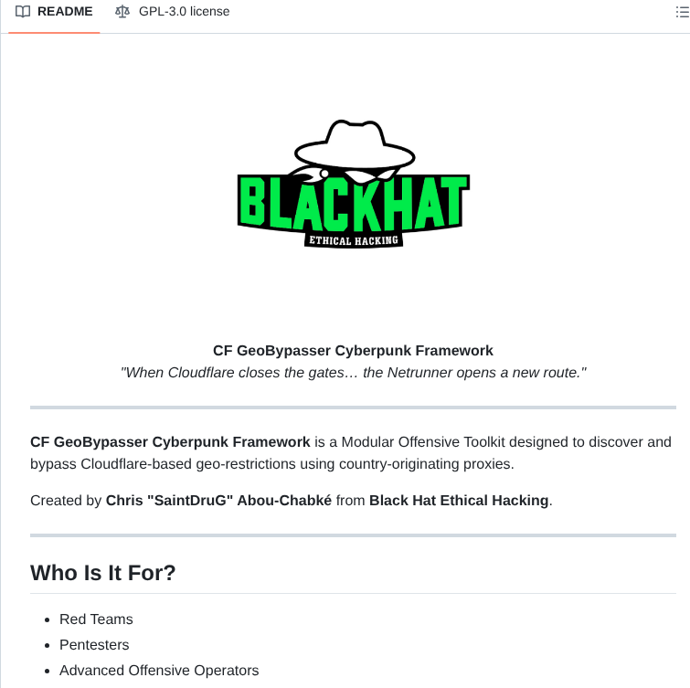 Blackhatethicalhacking Cf Geobypasser Cyberpunk Framework screenshot