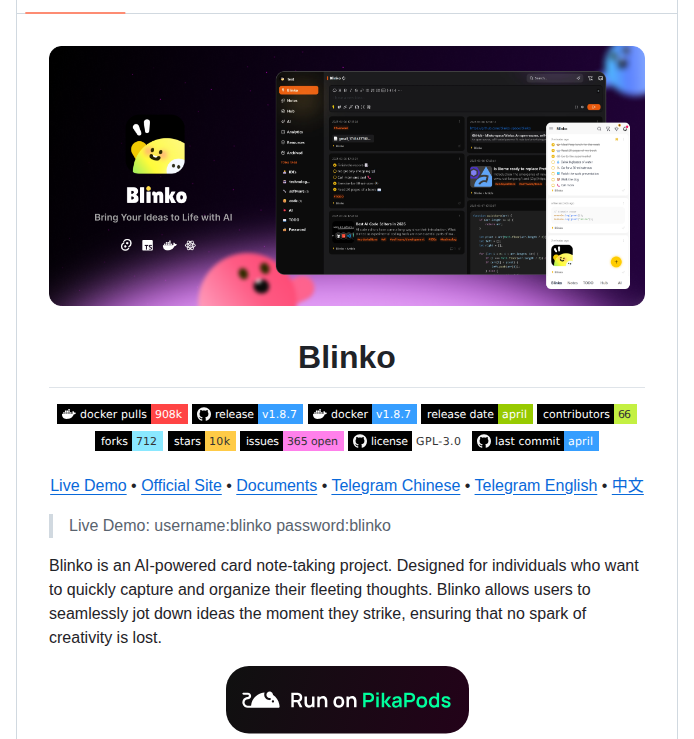 Blinkospace Blinko screenshot