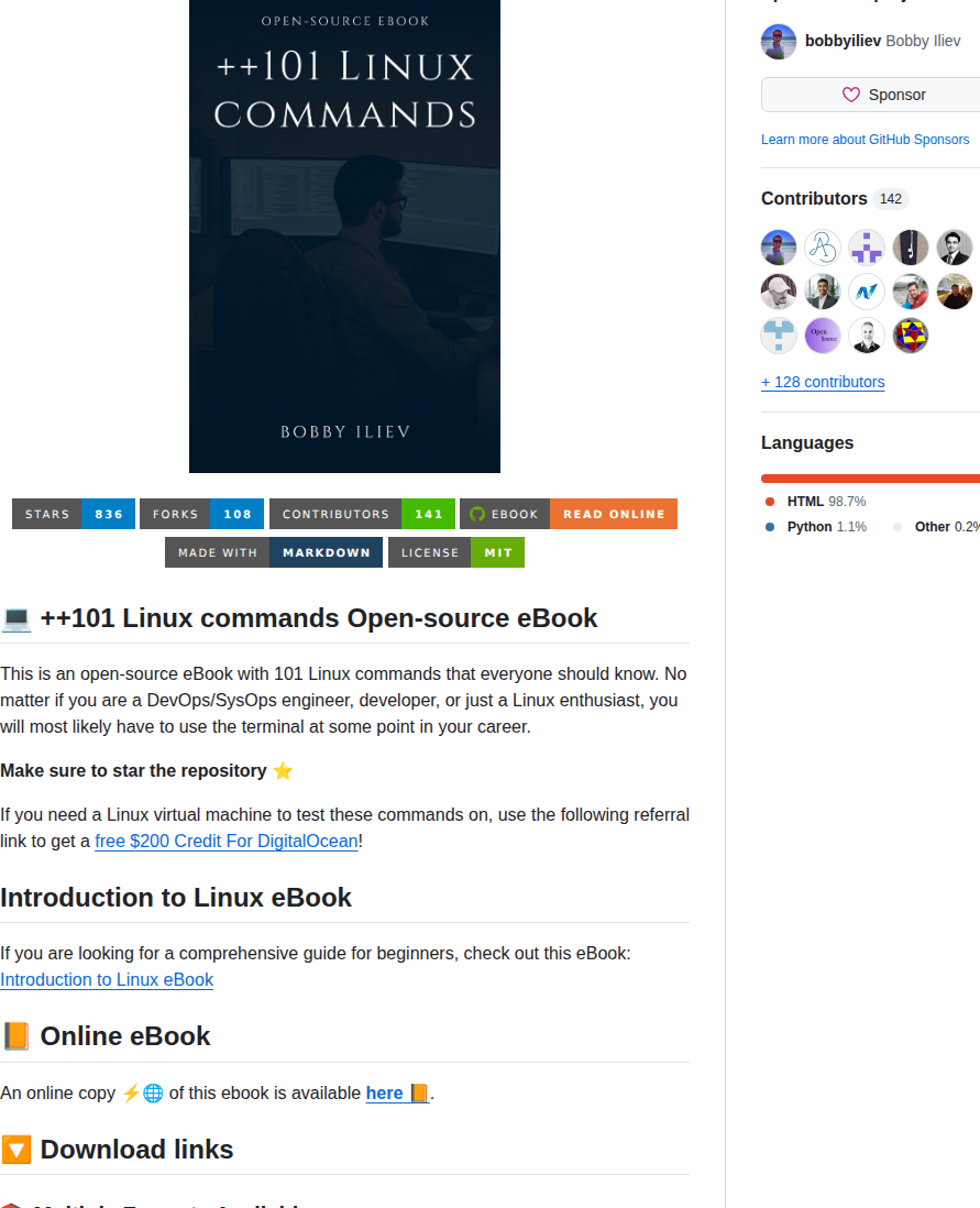 Bobbyiliev 101 Linux Commands Ebook screenshot