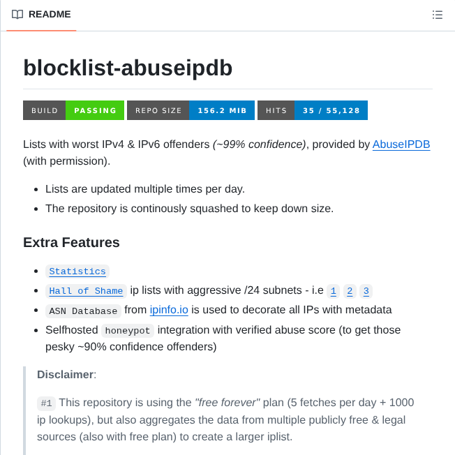 Borestad Blocklist Abuseipdb screenshot