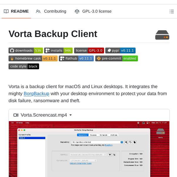 Borgbase Vorta screenshot