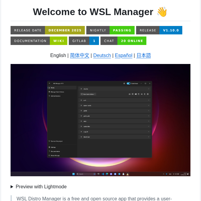 Bostrot Wsl2 Distro Manager screenshot