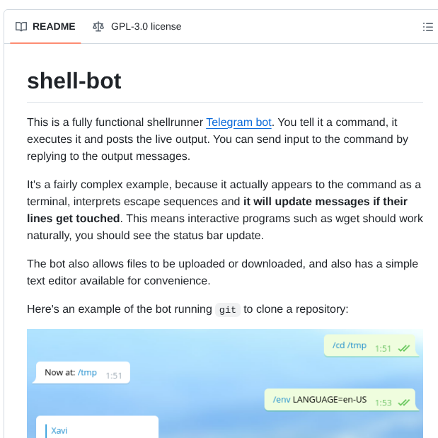 Botgram Shell Bot screenshot