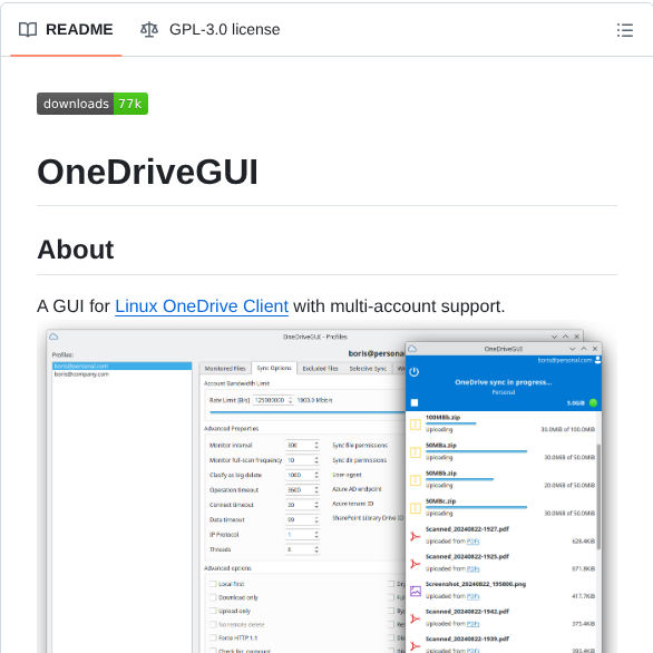 Bpozdena Onedrivegui screenshot