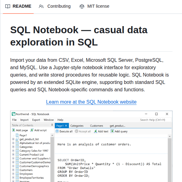 Brianluft Sqlnotebook screenshot