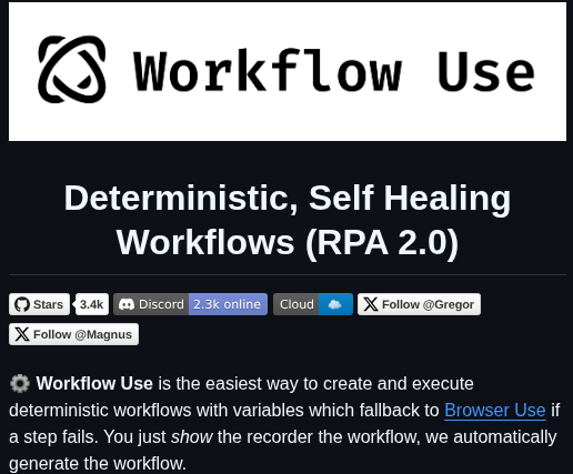 Browser Use Workflow Use screenshot