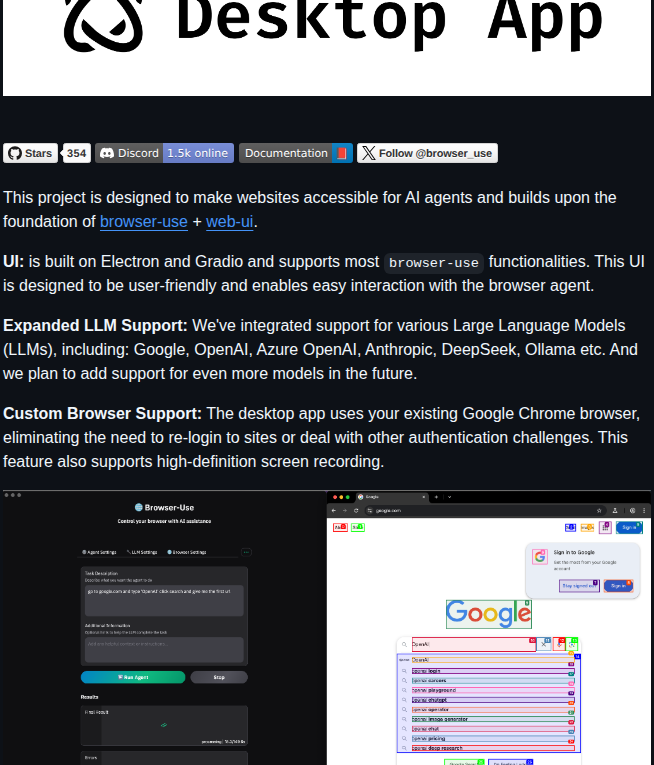 Browser Use Desktop screenshot