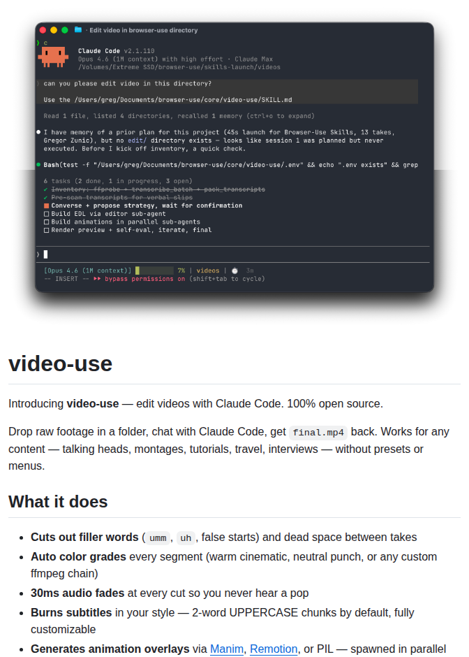 Browser Use Video Use screenshot