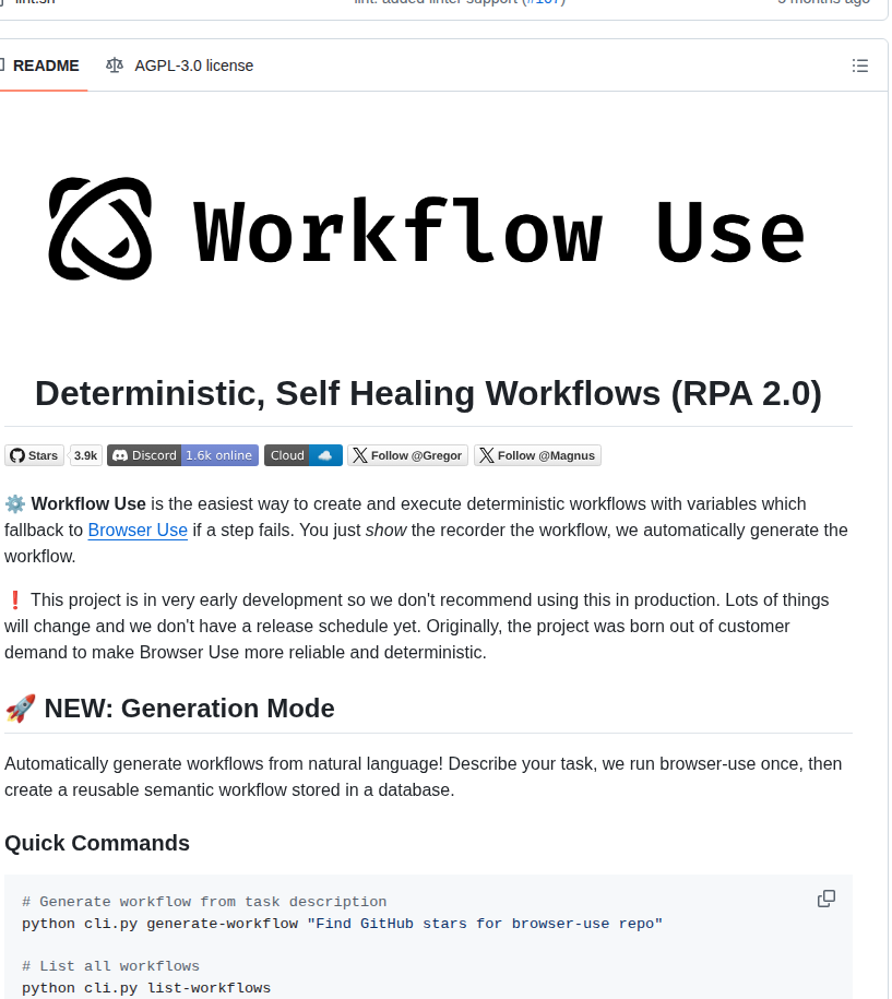 Browser Use Workflow Use screenshot