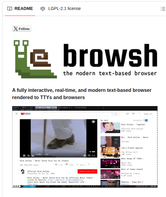 Browsh Org Browsh screenshot