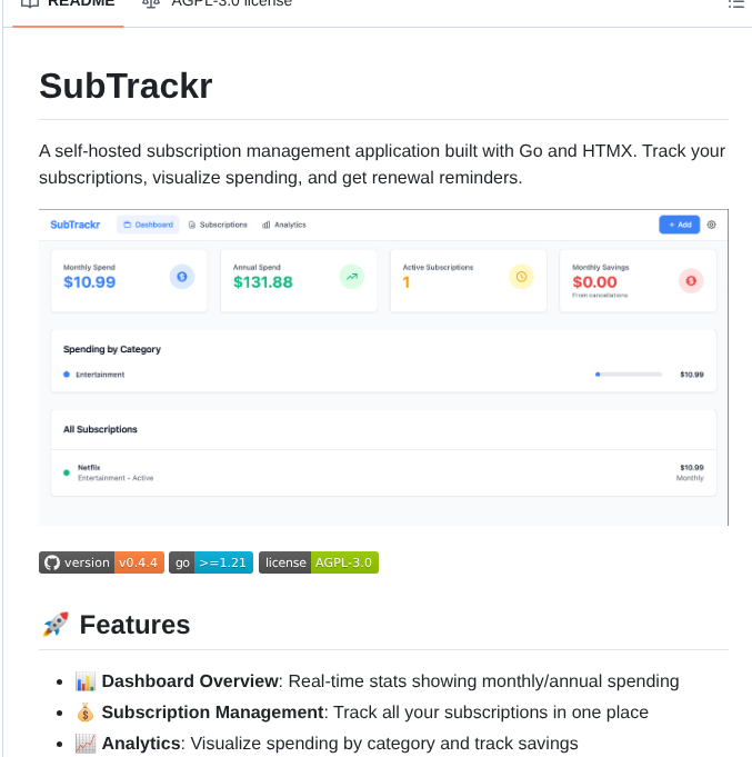 Bscott Subtrackr screenshot