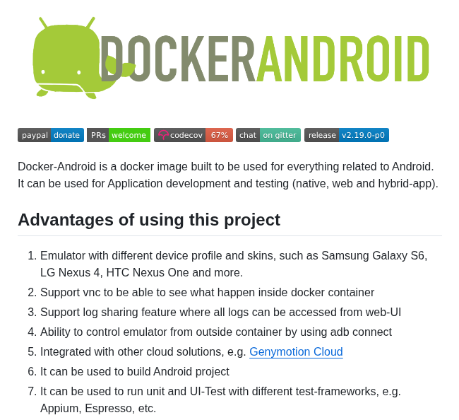 Budtmo Docker Android screenshot
