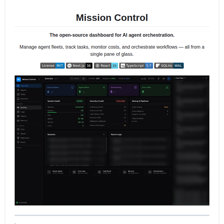 Builderz Labs Mission Control screenshot