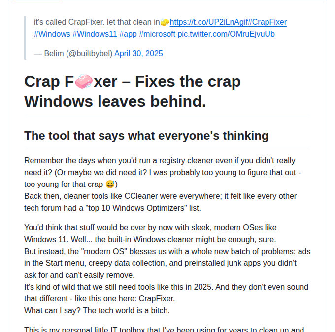 Builtbybel Crapfixer screenshot