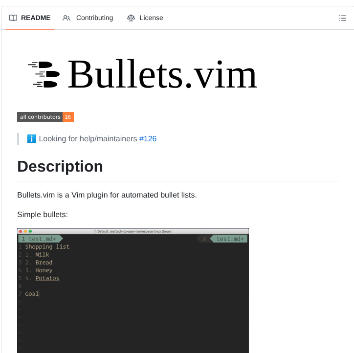 Bullets Vim Bullets.vim screenshot