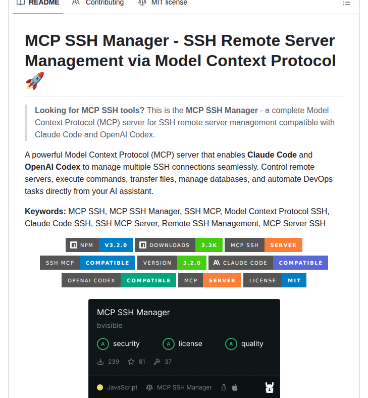 Bvisible Mcp Ssh Manager screenshot