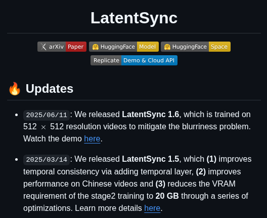 Bytedance Latentsync screenshot