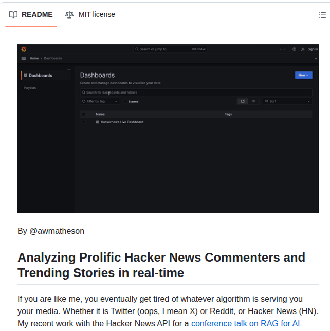 Bytewax Hacking Hacker News screenshot
