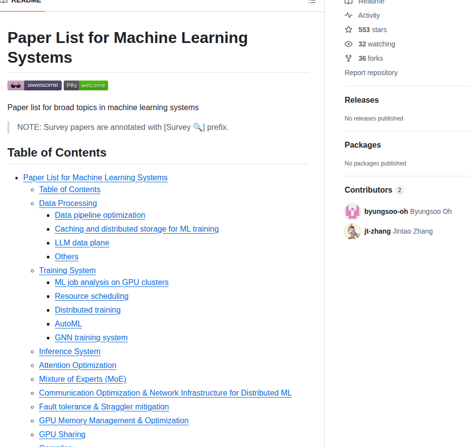 Byungsoo Oh Ml Systems Papers screenshot