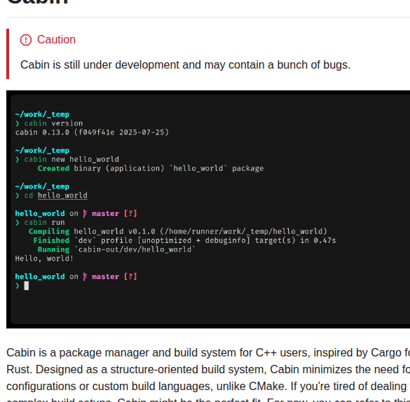 Cabinpkg Cabin screenshot