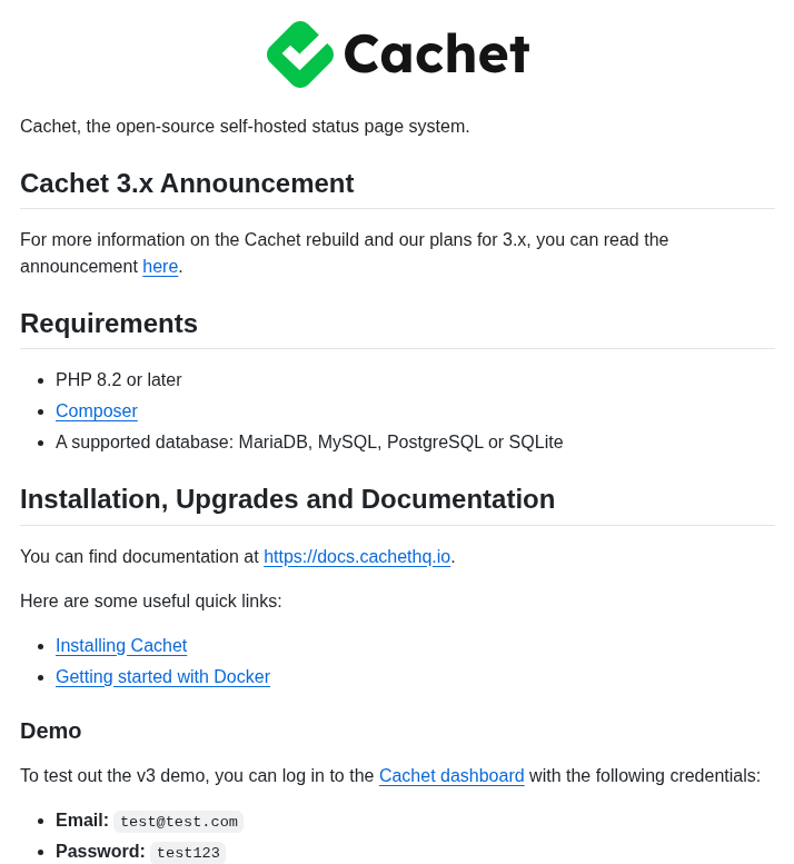 Cachethq Cachet screenshot