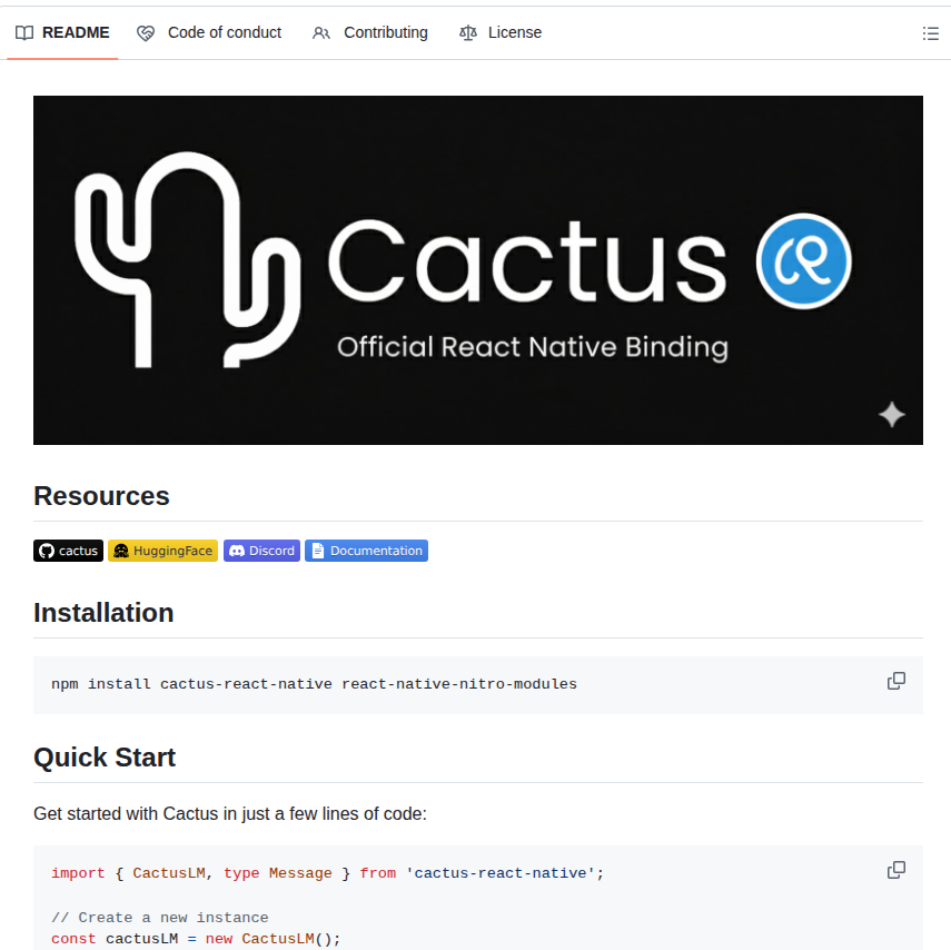 Cactus Compute Cactus React Native screenshot