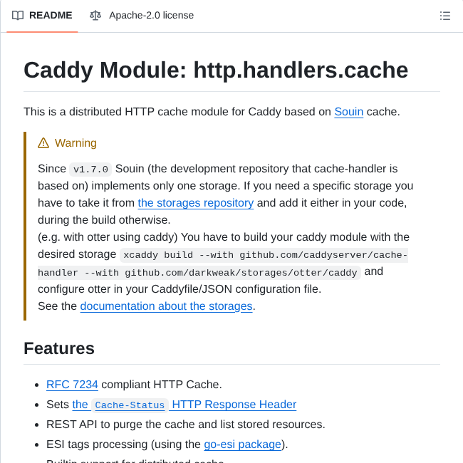 Caddyserver Cache Handler screenshot