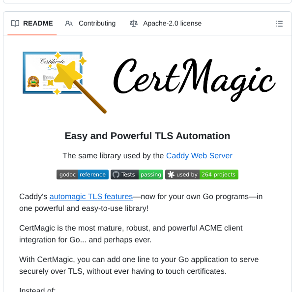 Caddyserver Certmagic screenshot