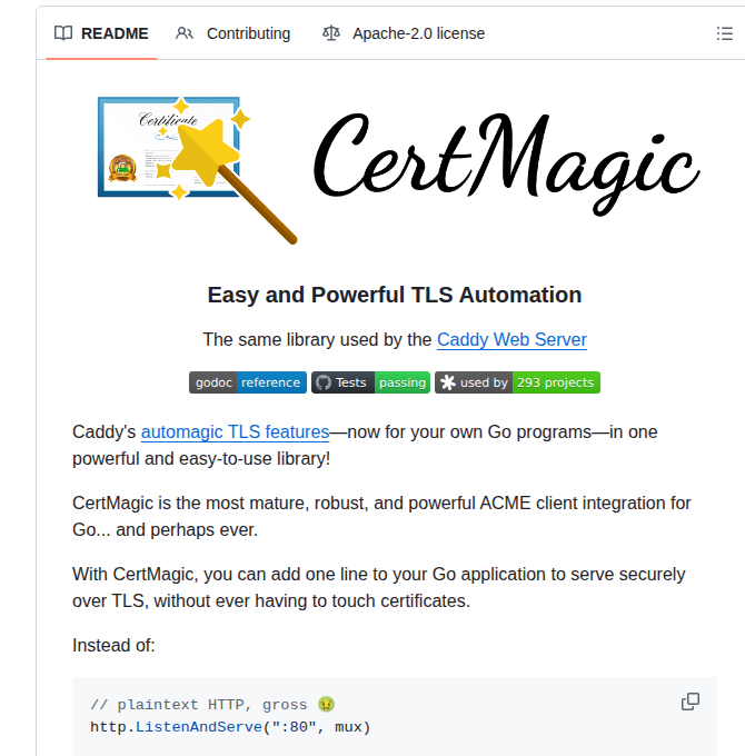 Caddyserver Certmagic screenshot