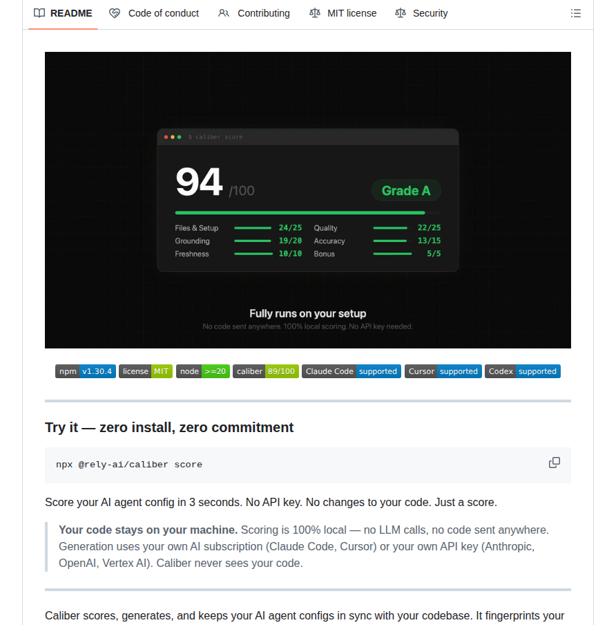 Caliber Ai Org Ai Setup screenshot