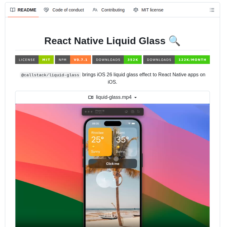Callstack Liquid Glass screenshot