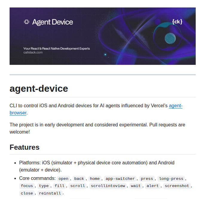 Callstackincubator Agent Device screenshot
