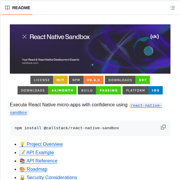 Callstackincubator React Native Sandbox screenshot