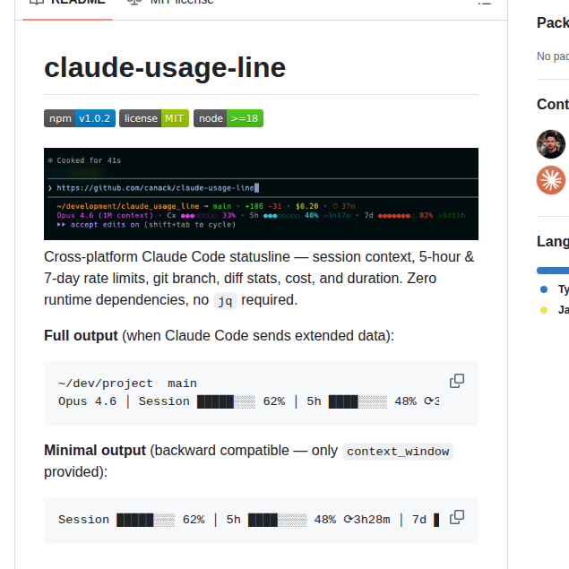 Canack Claude Usage Line screenshot