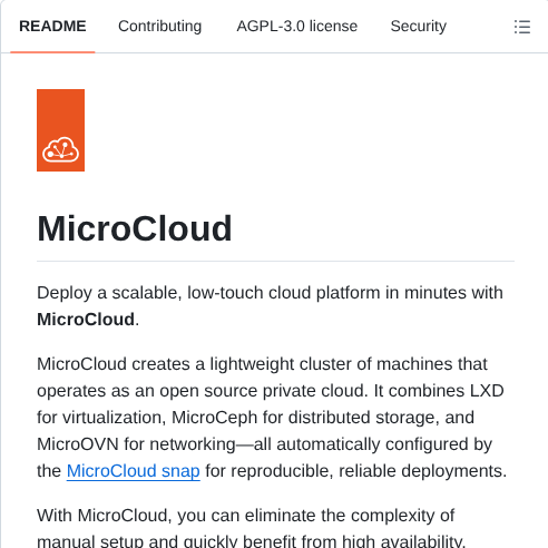 Canonical Microcloud screenshot