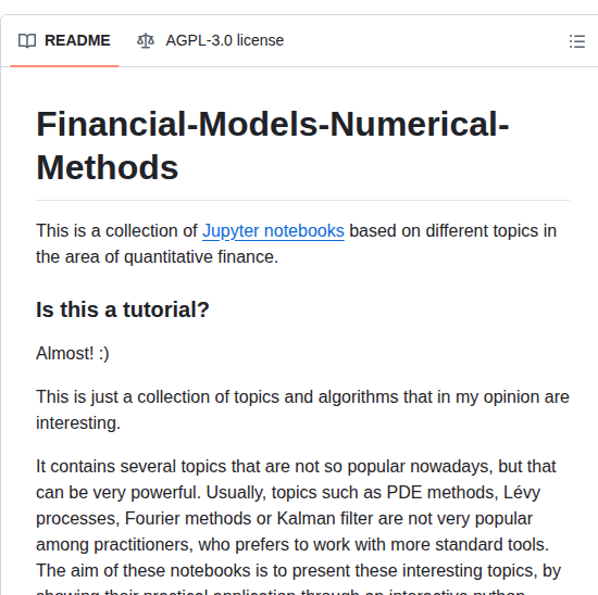 Cantaro86 Financial Models Numerical Methods screenshot