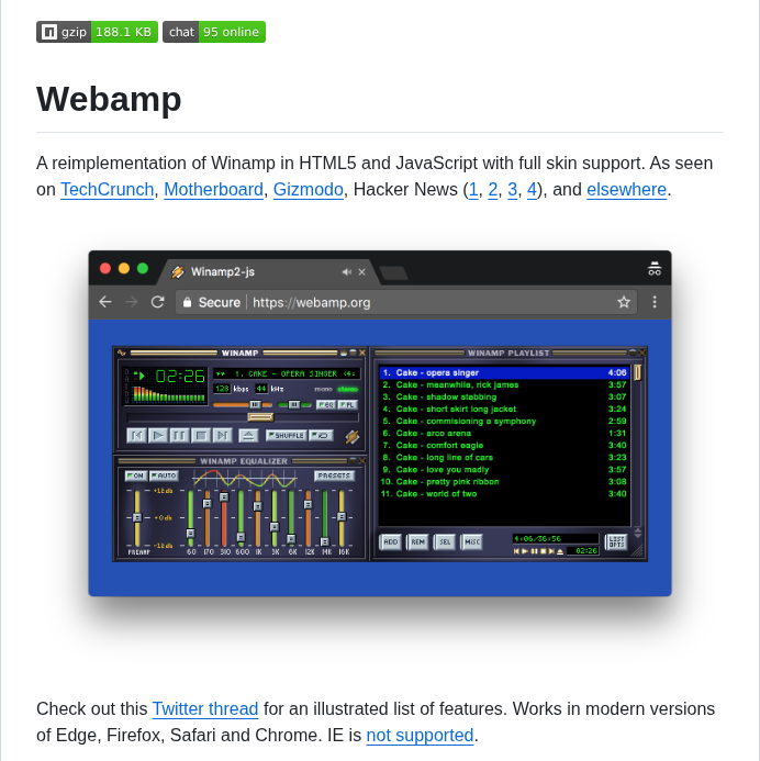 Captbaritone Webamp screenshot