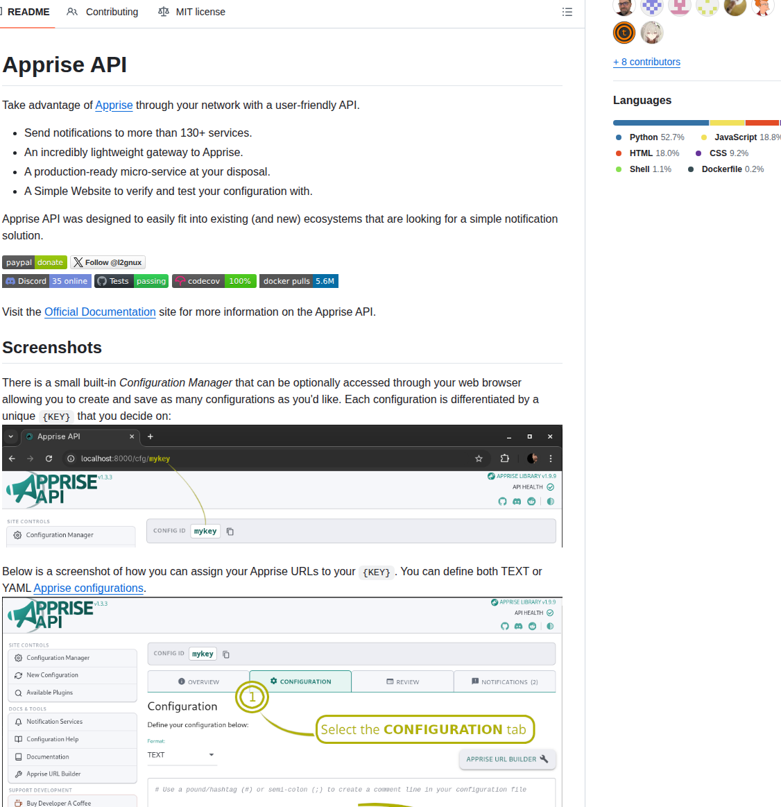 Caronc Apprise Api screenshot