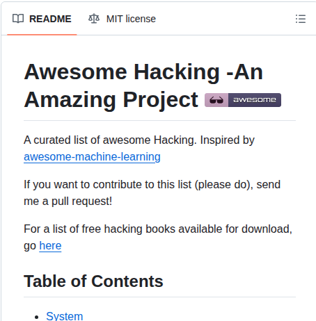 Carpedm20 Awesome Hacking screenshot