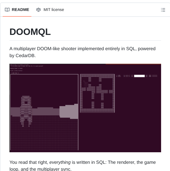 Cedardb Doomql screenshot