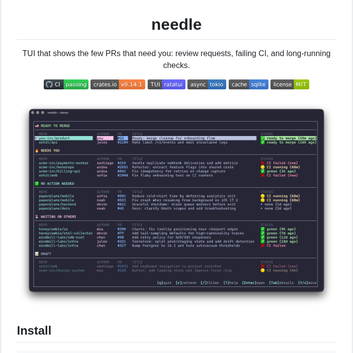 Cesarferreira Needle screenshot