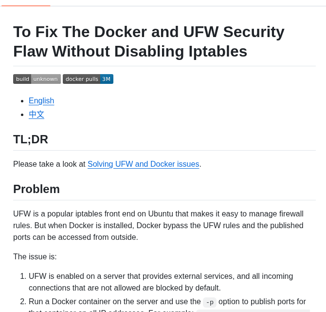 Chaifeng Ufw Docker screenshot