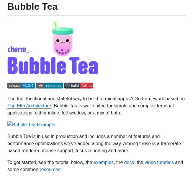 Charmbracelet Bubbletea screenshot