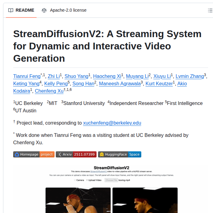 Chenfengxu714 Streamdiffusionv2 screenshot
