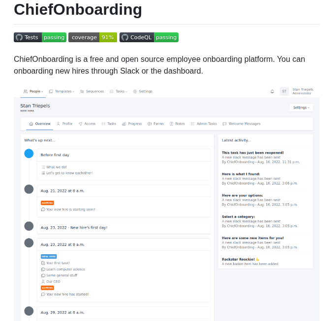 Chiefonboarding Chiefonboarding screenshot