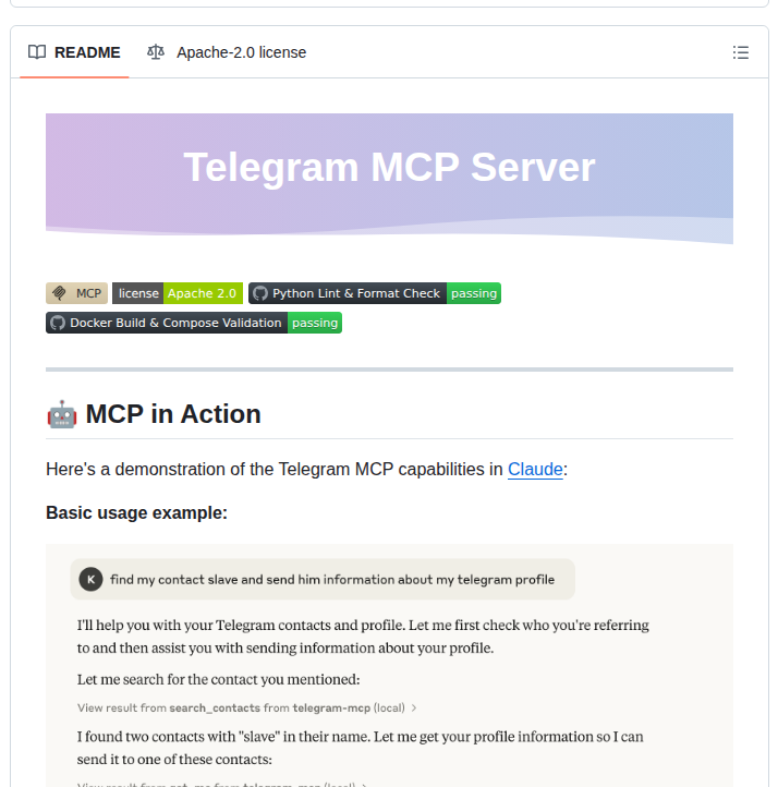 Chigwell Telegram Mcp screenshot