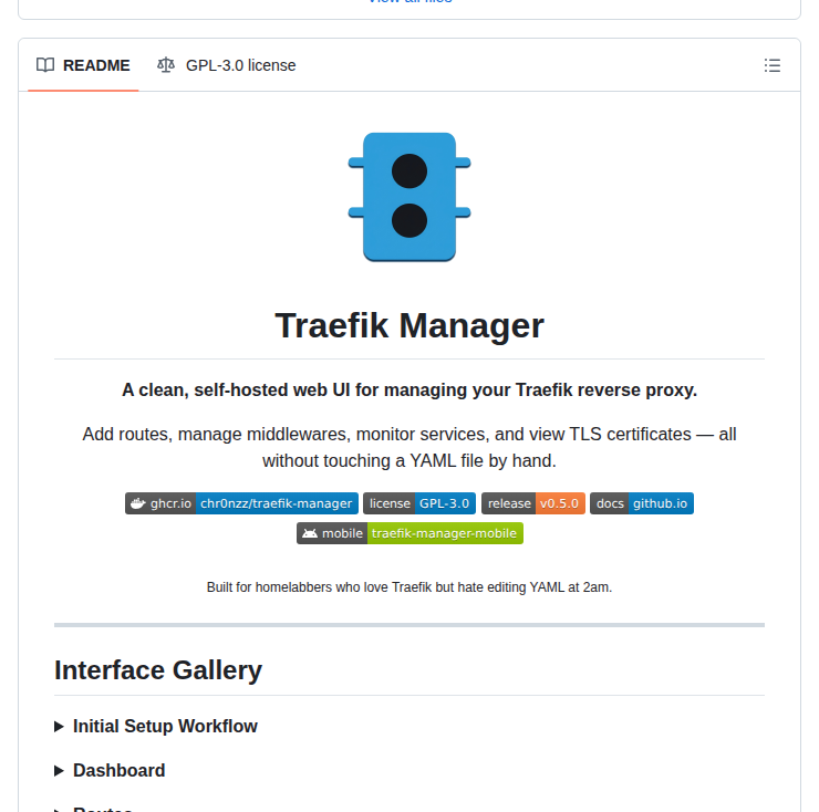 Chr0nzz Traefik Manager screenshot